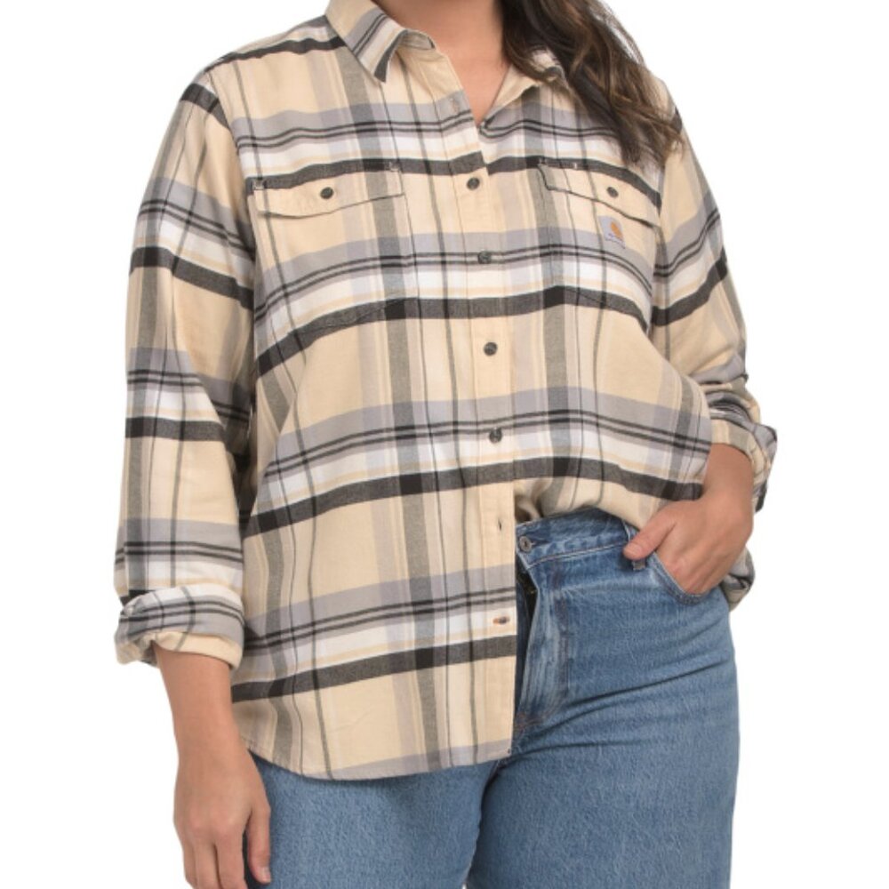 CARHARTT Plus Relaxed Fit Long Sleeve Flannel Shirt